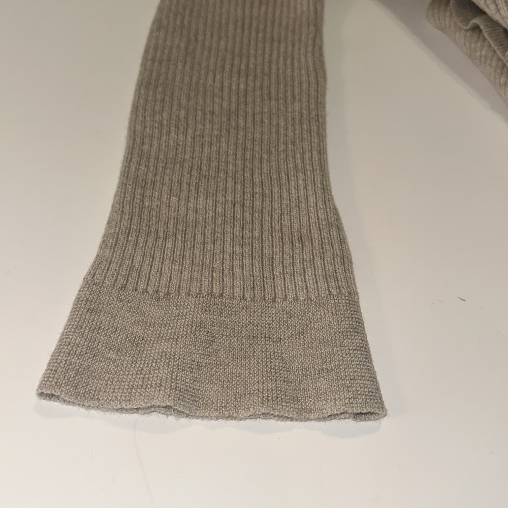 Amour Vert Light Taupe Wool Ribbed Knit Open Front Cardigan Sweater SZ Medium - Picture 8 of 10